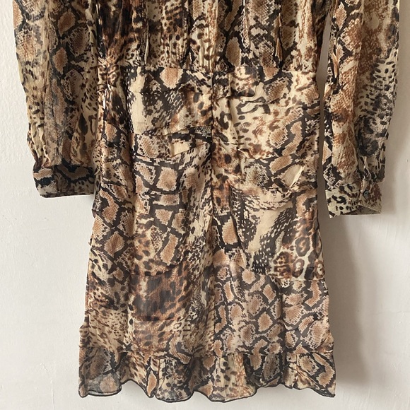 ba&sh Rackel Ruched Snake-Print Georgette Mini Dress XS - Picture 12 of 16
